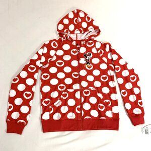 NWT Girls Disney Zip up Minnie Mouse Jacket Red with Hoodie Size XL Long Sleeves